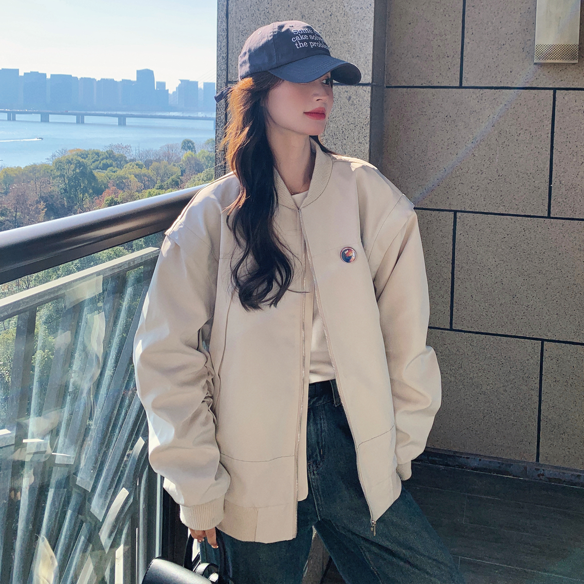 美式慵懒chic棒球服外套女春秋2025新款独特超好看学院风百搭夹克