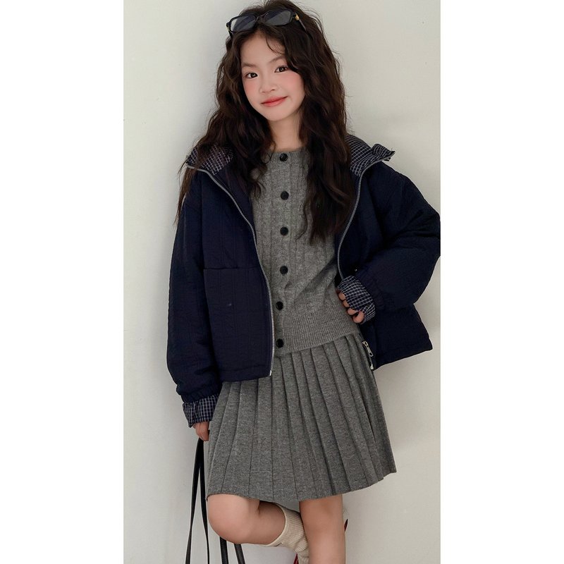 女童棉衣2025秋冬新款儿童时尚连帽棉袄大童女孩冬季韩版轻薄棉服