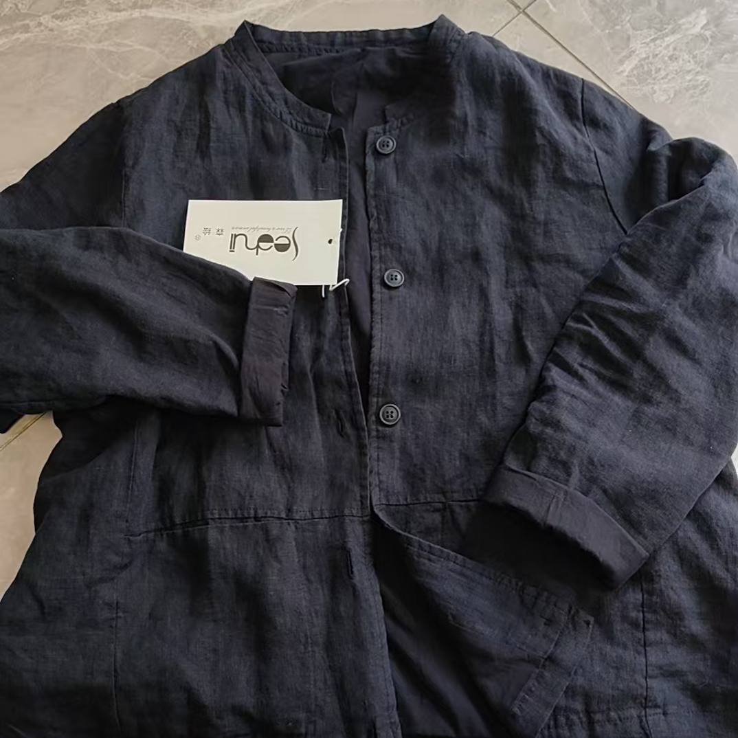 水洗上衣秋季长袖女做旧潮流宽松落肩袖夏季短外套