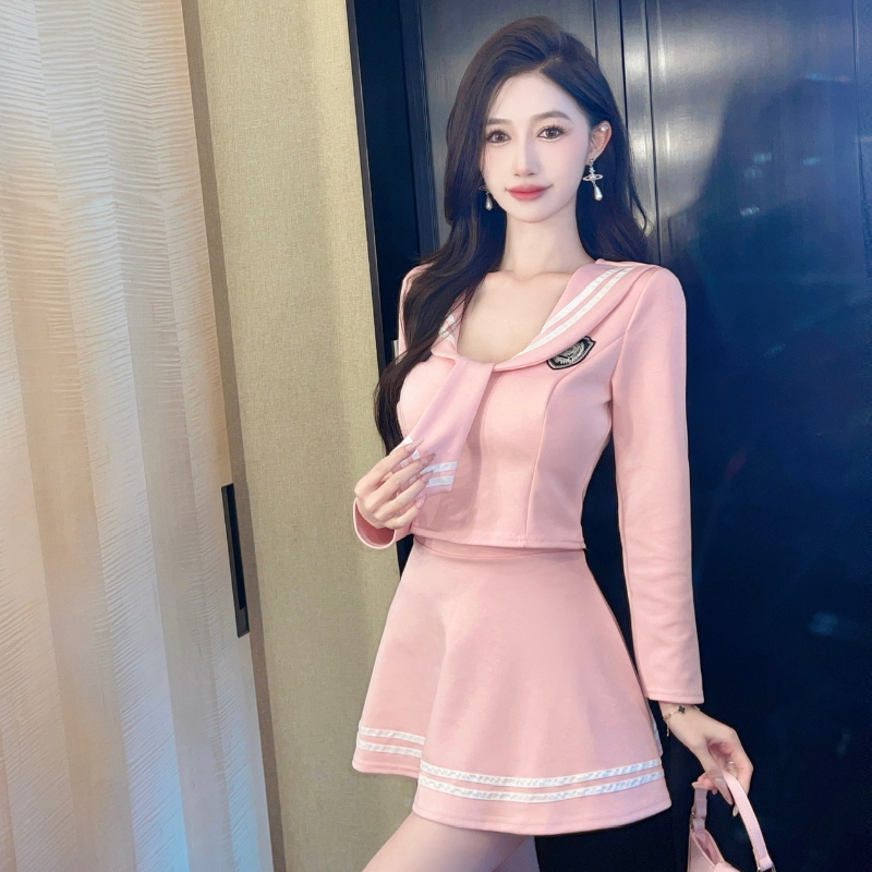 150cm145小个子秋季Jk制服套装裙女小清新甜美长袖上衣短裙两件套