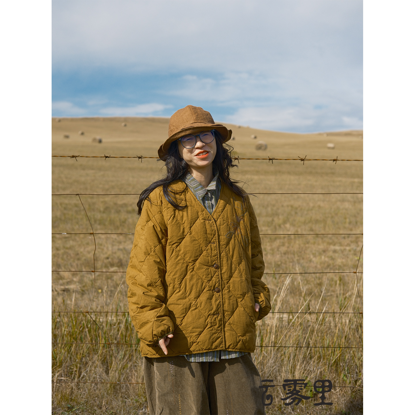 素朴布衣云雾里6219白鹅绒纯棉复古文艺宽松菱格厚外套羽绒服冬