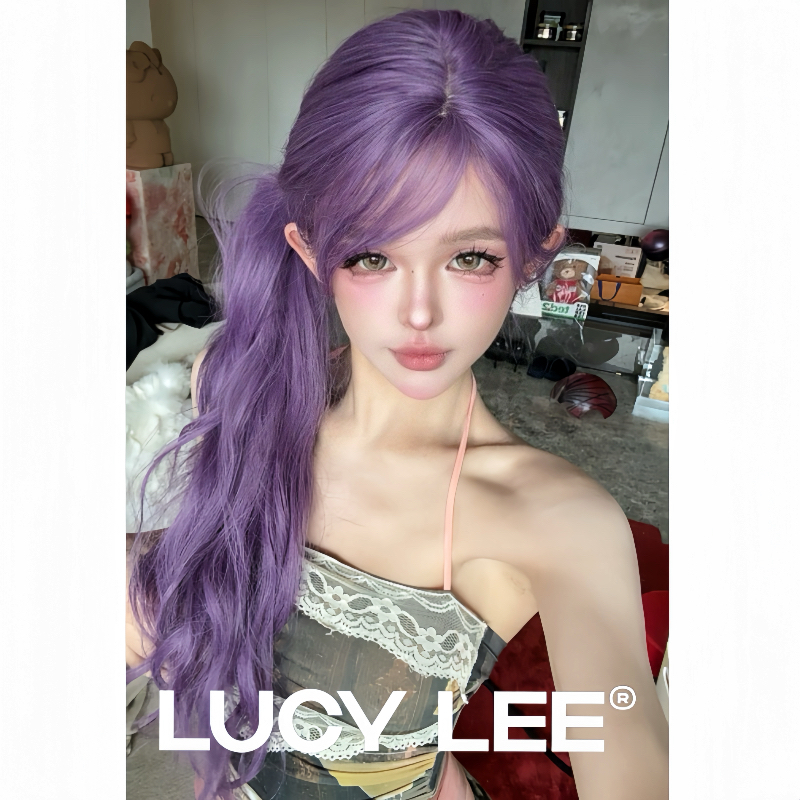 【免修剪-葡萄成精了】精修葡萄紫水波卷假发宋十八亿小圆圆不圆