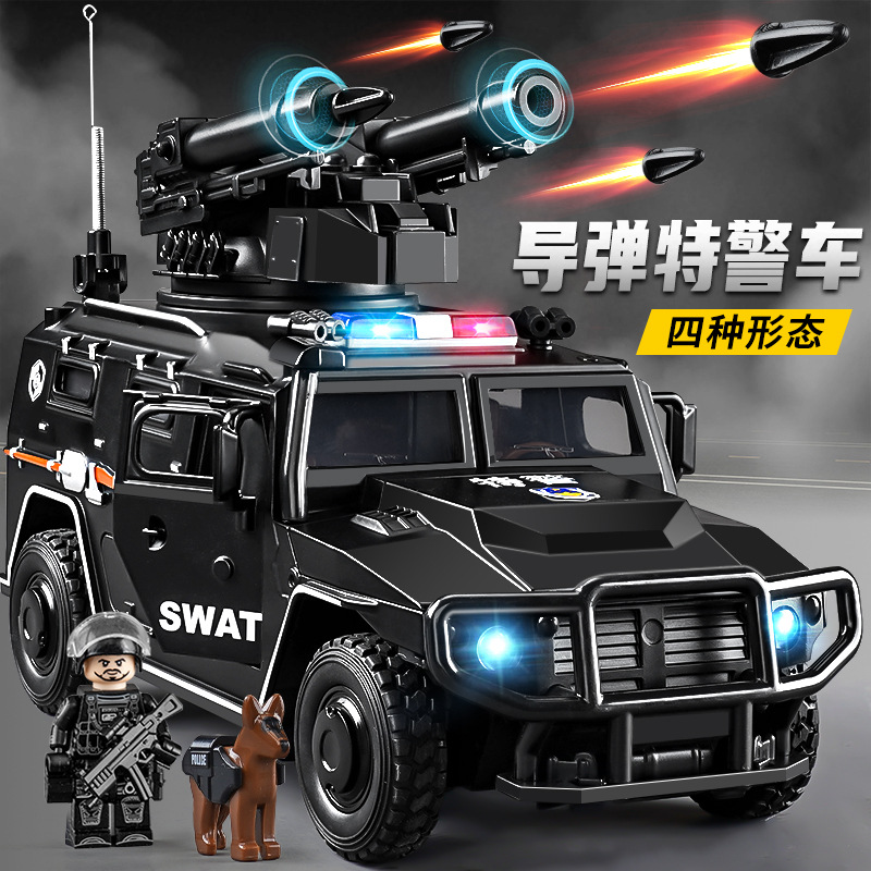 大号合金声光音效车玩具酷炫旋转防爆越野车装甲特警车男孩玩具车