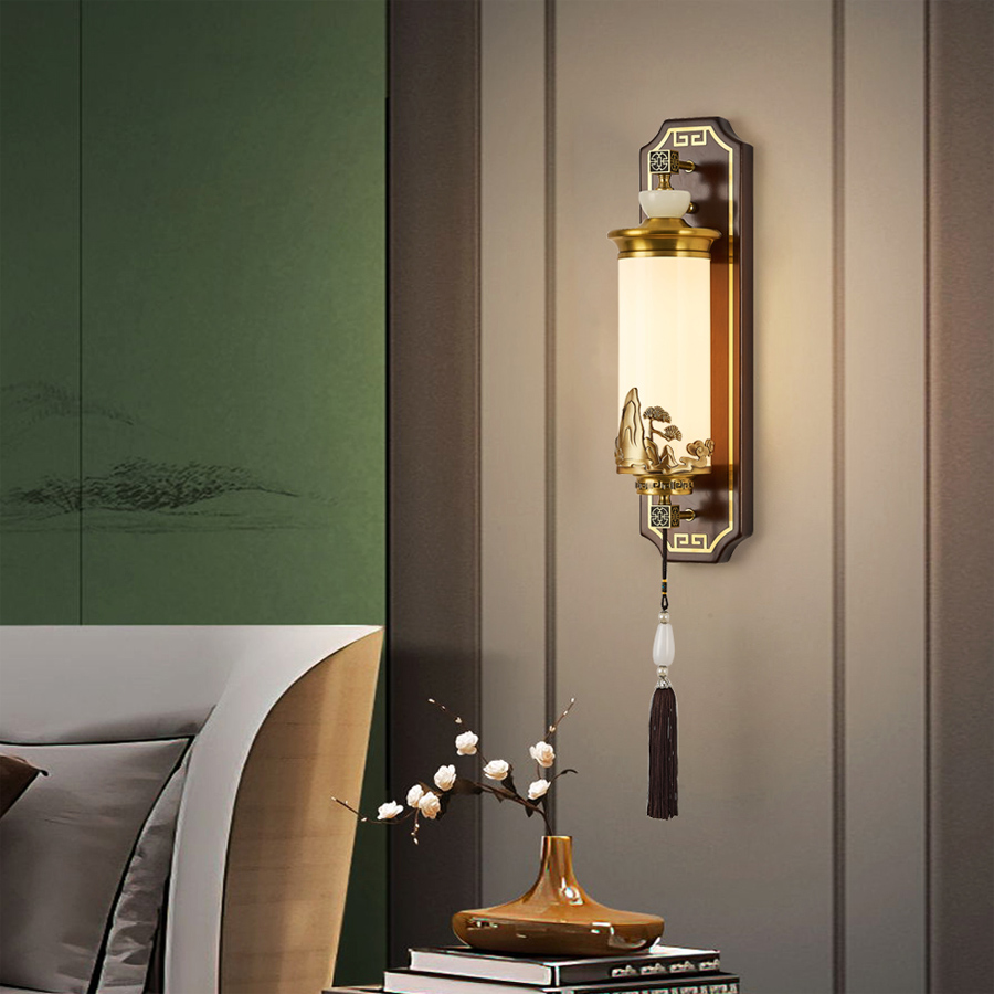 福灯堡新中式禅意壁灯客厅背景墙灯饰LED过道灯复古走廊卧室简约