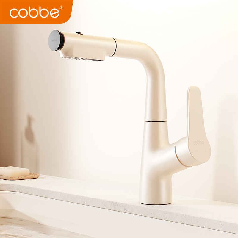 卡贝抽拉式水龙头浴室柜洗脸盆冷热水白色洗漱手盆卫生间面盆台盆