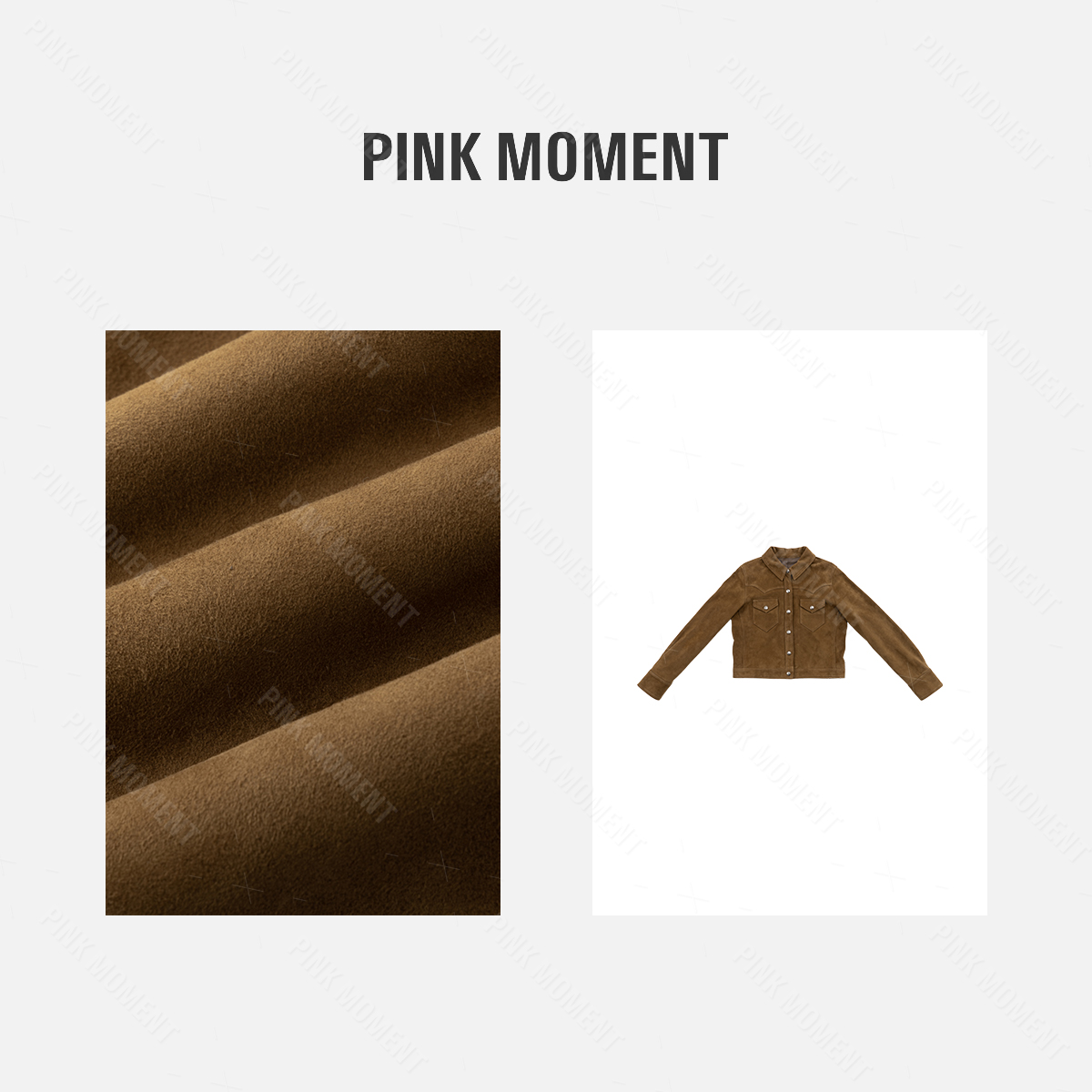 PM王囡囡 咖色美式复古翻领排扣潮酷休闲夹克外套 ND1C1298