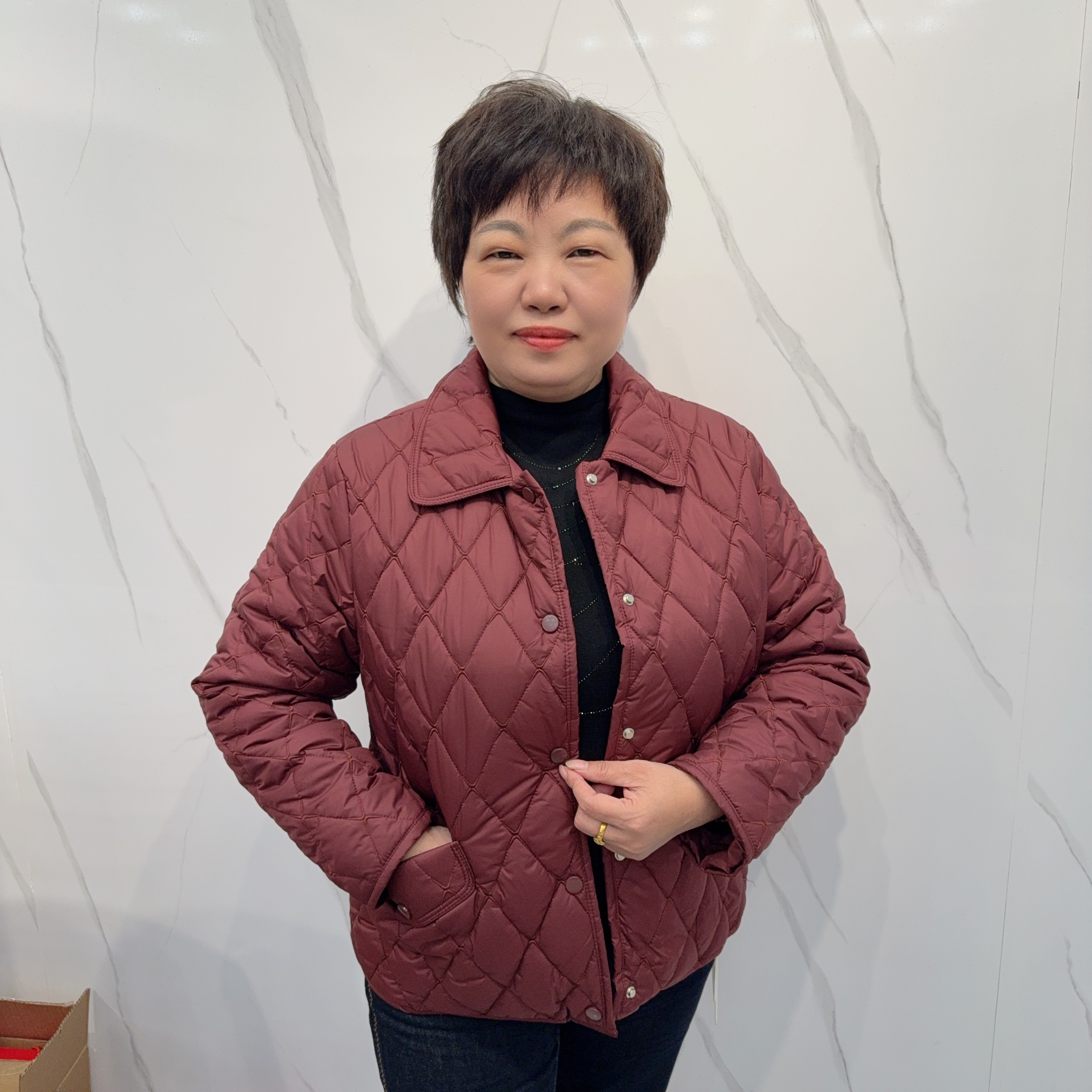 2216冬季新款休闲百搭打格棉翻领棉服外套