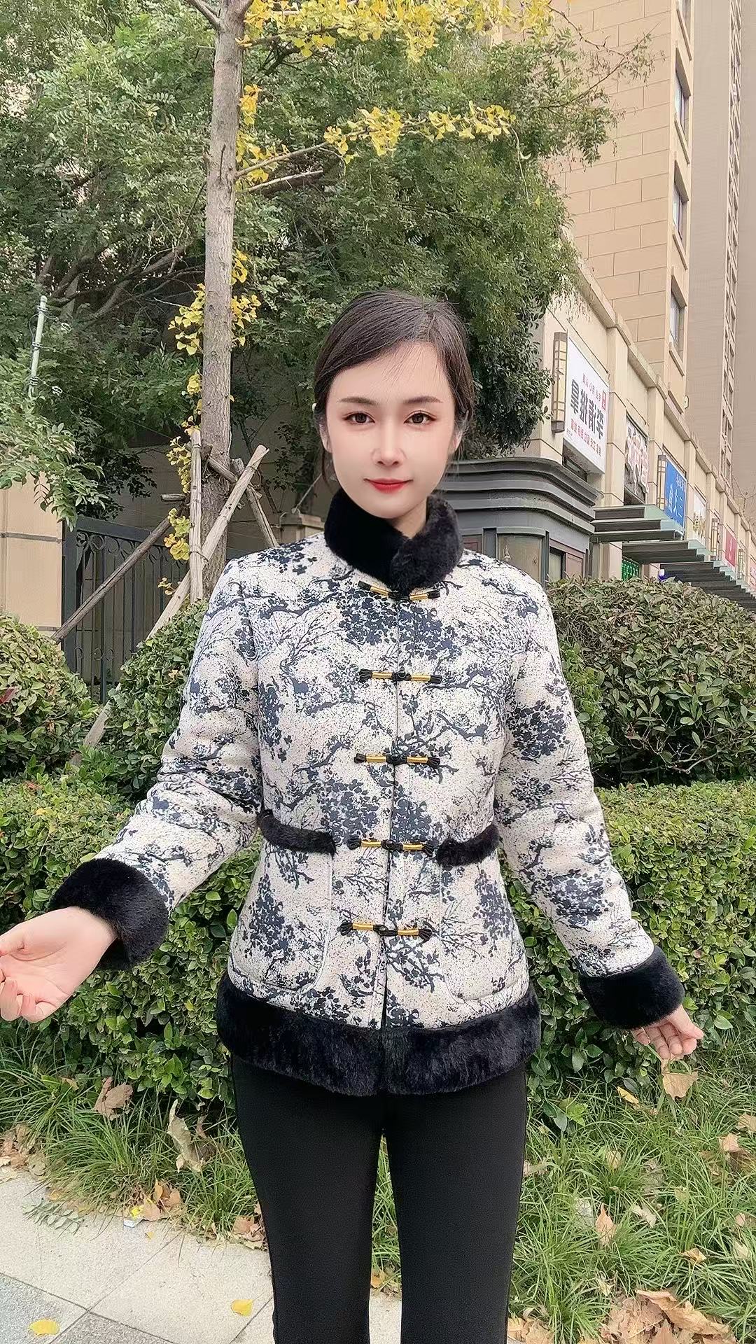 新款加绒加厚高品质花棉袄冬季保暖上衣棉服棉衣外套