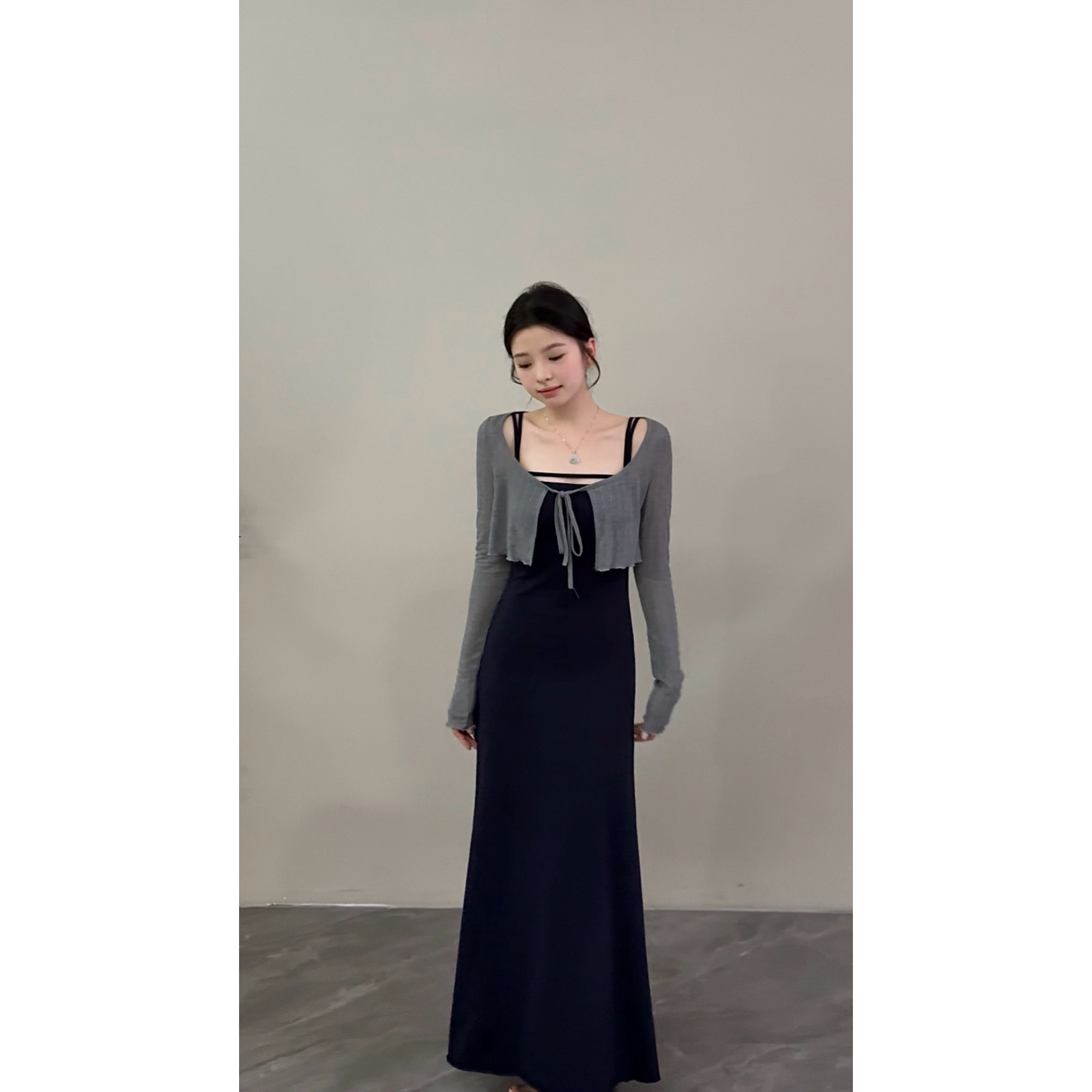 【颂宋】早秋新款法式气质高级感吊带内搭连衣裙子针织套装DT1520