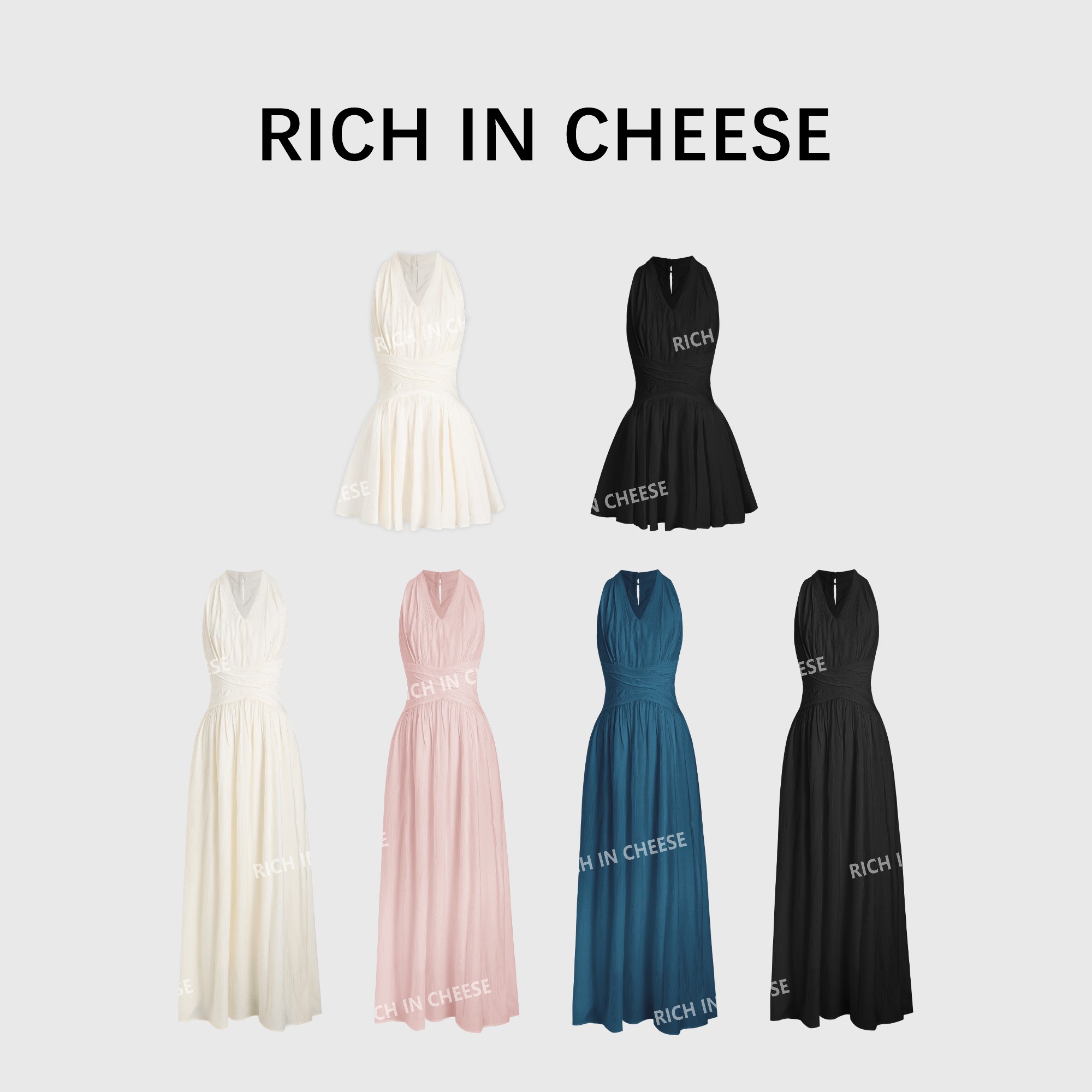 舒胡蕾 美神降临【高定系列】 桃花皱感缎面绝美及地气质收腰连衣裙