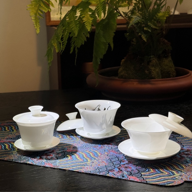 潮州高骨瓷单个防烫三才马蹄盖碗高档简约工夫茶具