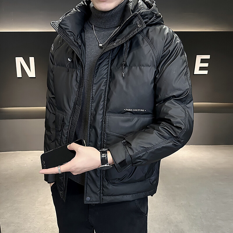 羽绒服男士青年短款冬季2025新款潮牌加厚三防连帽鸭绒外套男冬天