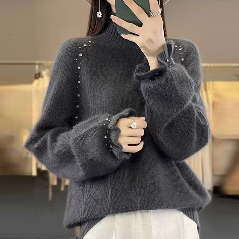 100纯羊毛衫女士秋冬新款半高领百搭洋气针织加厚羊绒打底衫毛衣