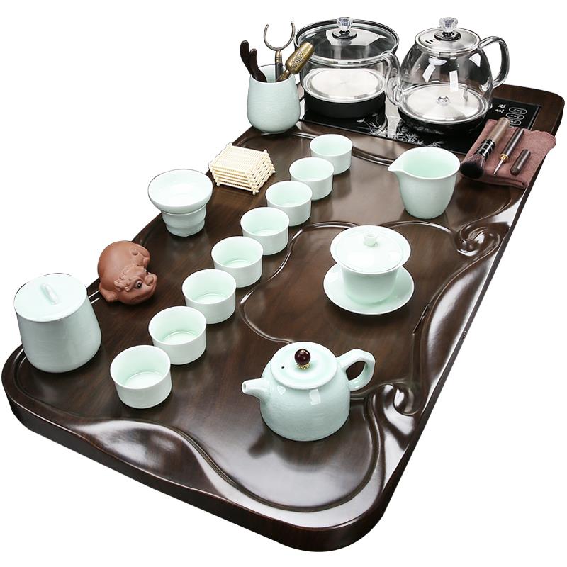 加厚实木茶盘茶具套装家用一体大茶台烧水壶底部自动上水新款
