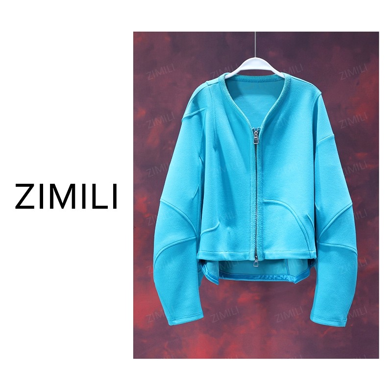 【亮哥欧货女装】2025冬季加厚设计师蓝色弯刀袖卫衣外套5029 -B0