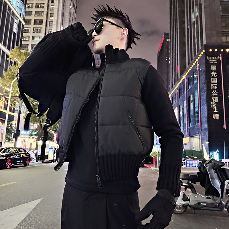 高级感拼接棉衣男士冬季潮牌加厚保暖棉袄2025新款痞帅休闲棉服帅