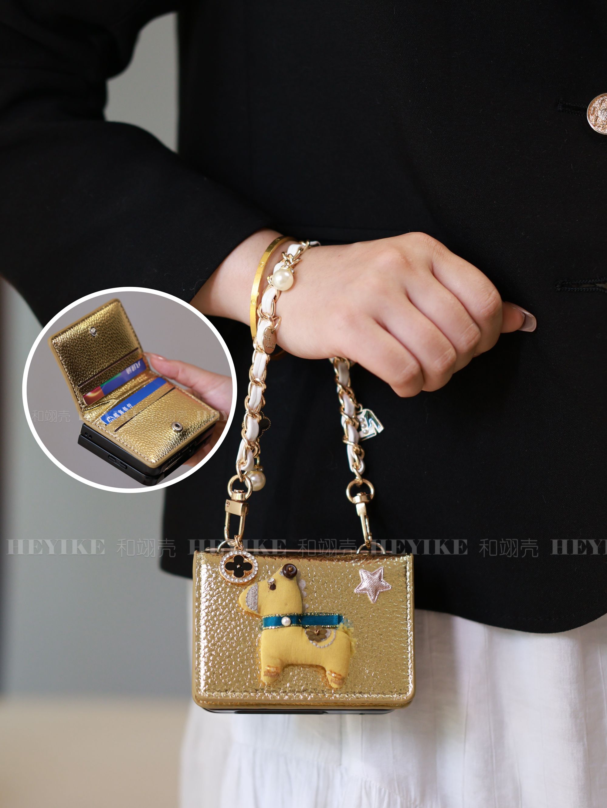 新年刺绣小马皮纹卡包适用华为purax手机壳典藏版折叠屏防摔潮牌