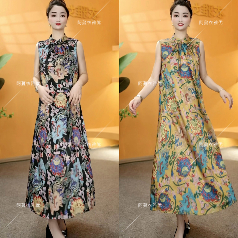 【衣雅严选】8189-2045#新款重磅时尚花落休闲宽松新中式连衣裙