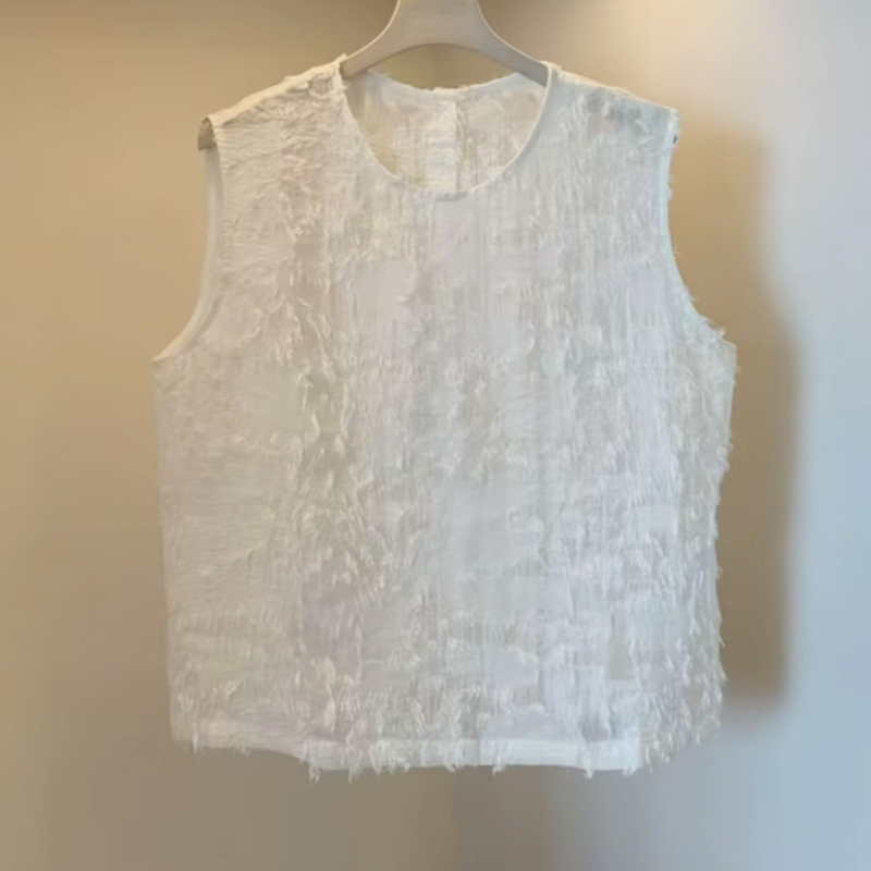 【原始感】2025洋气新中式剪花流苏洋气薄款时尚潮流洋气无袖上衣女