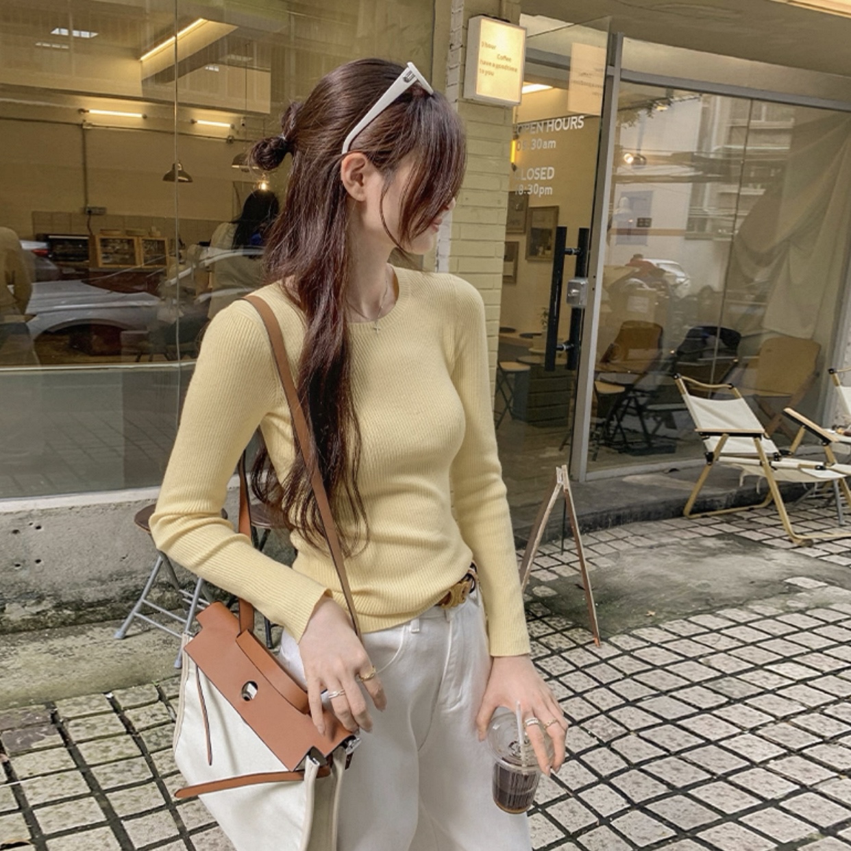 韩版穿搭小众设计感新款秋冬季女修身显瘦百搭针织长袖上衣#3039