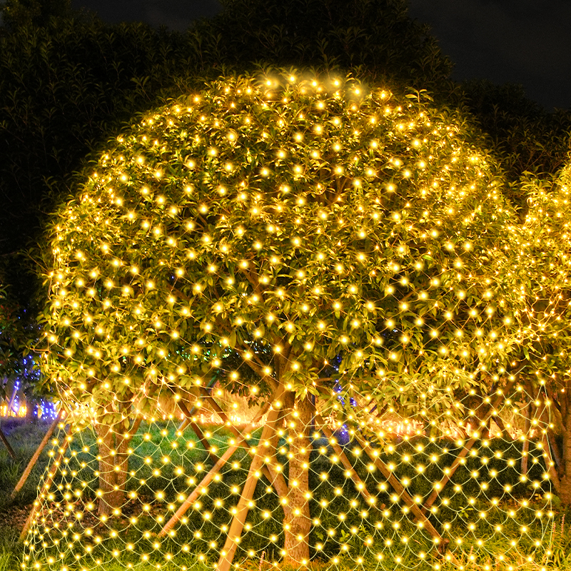 渔网灯彩灯户外太阳能满天星鱼网灯彩灯新年户外庭院氛围场景布置