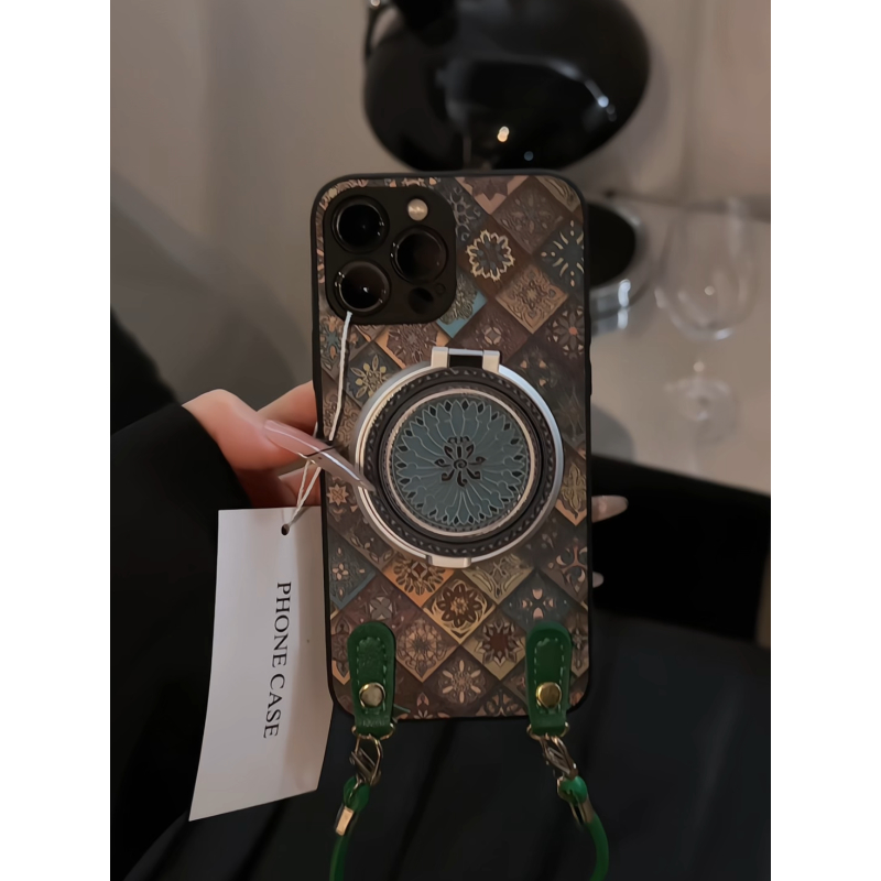 图腾适用苹果16pro手机壳15肤感vivo华为p80皮革荣耀oppo女小米15