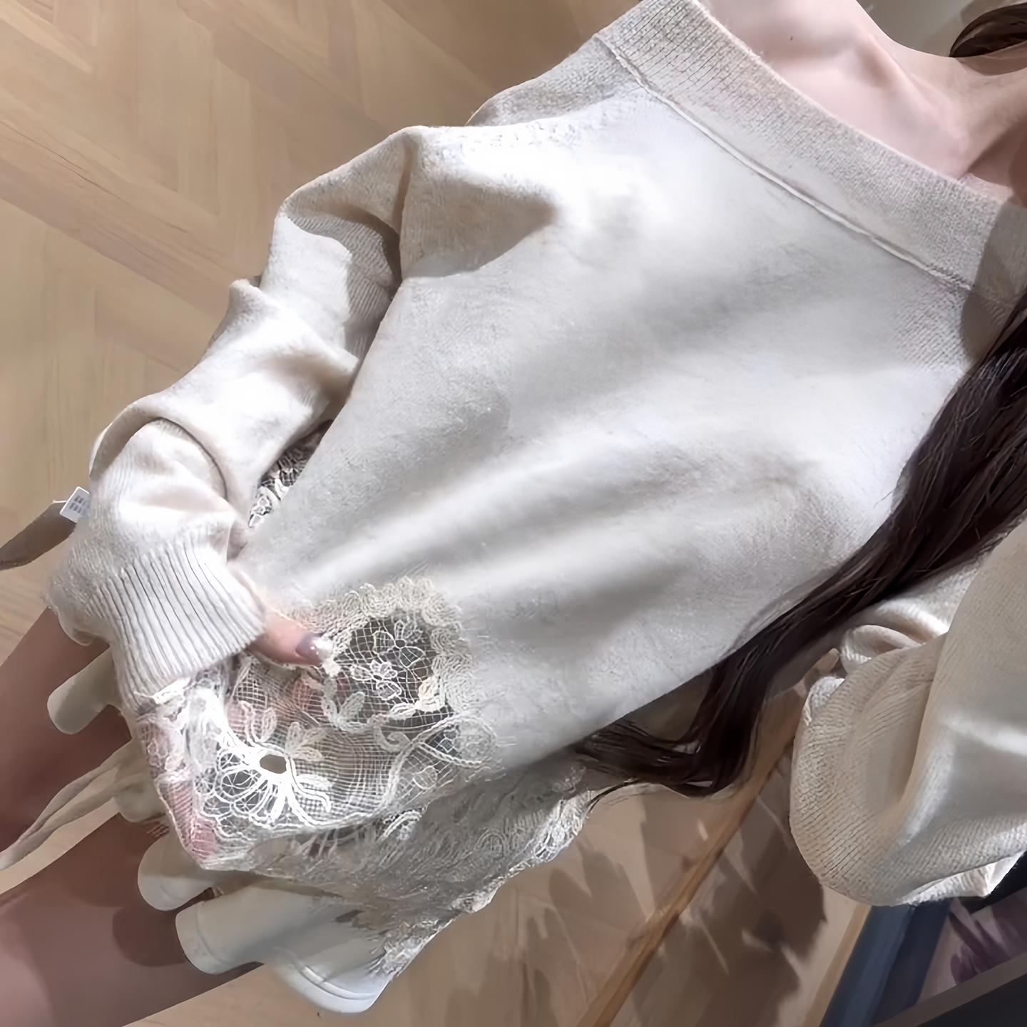 法式性感蕾丝重工立体刺绣斗篷毛衣女装秋季新款花苞半身裙两件套