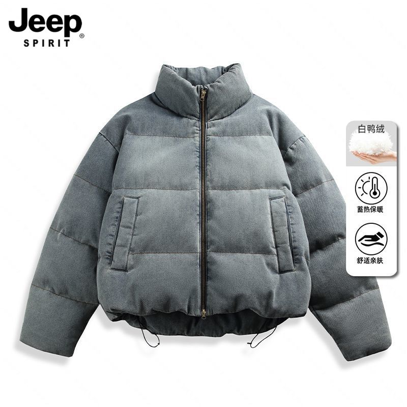 JEEPSPIRIT吉普美式高级加厚立领羽绒服冬季宽松保暖外套休闲百搭