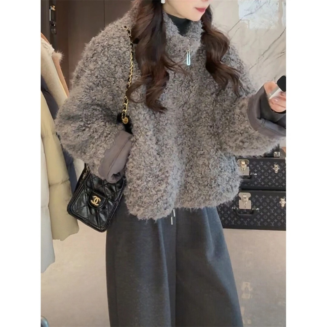 【极简灰】羊羔毛女冬季新款宽松显瘦皮毛一体短款外套
