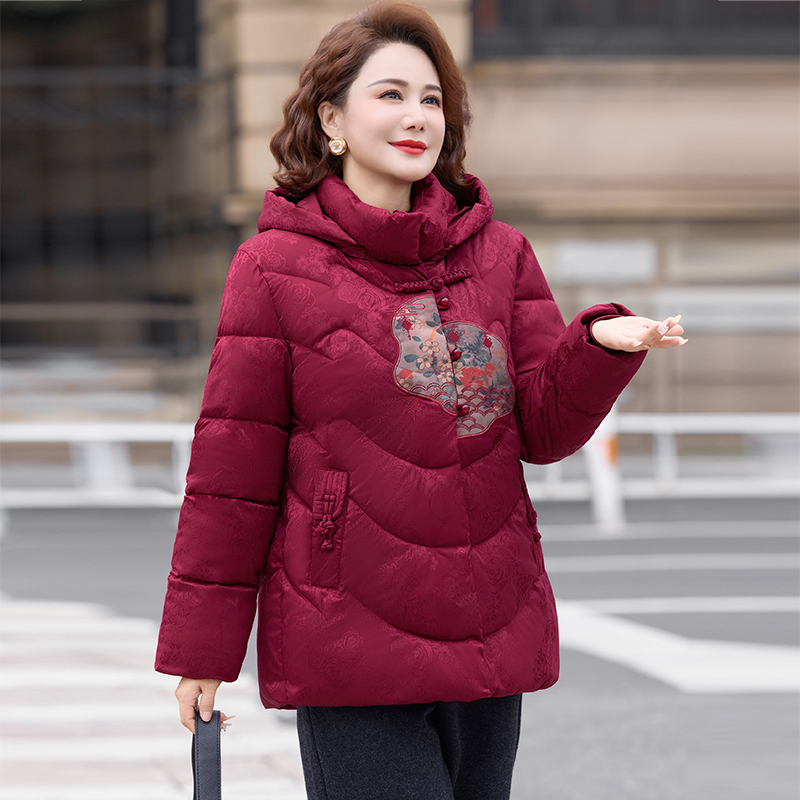 中老年羽绒棉服女妈妈冬装加厚保暖大码新款棉袄奶奶洋气外套冬季