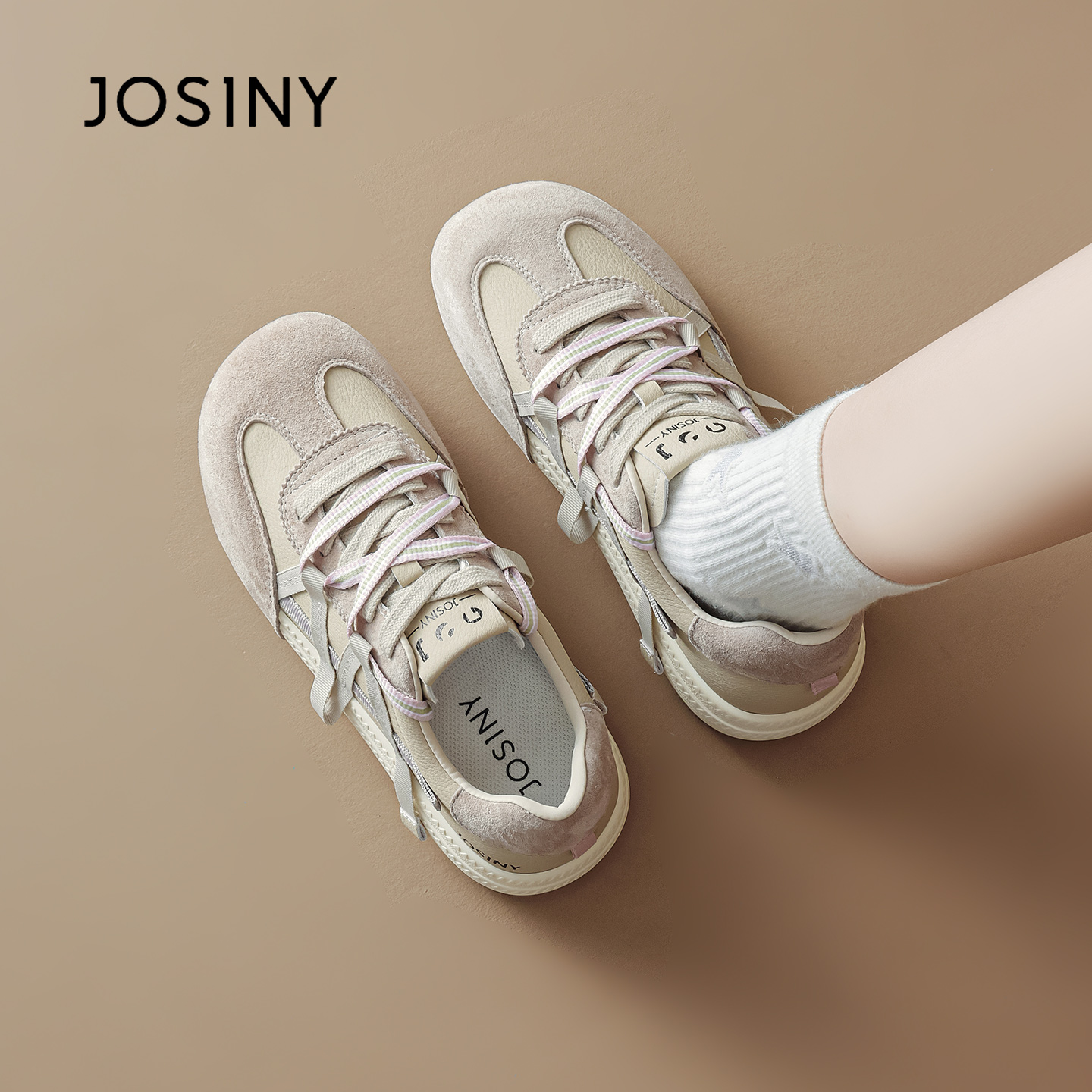 卓诗尼内增高德训鞋2026秋系带秋季透气时尚休闲鞋百搭小白鞋爆款