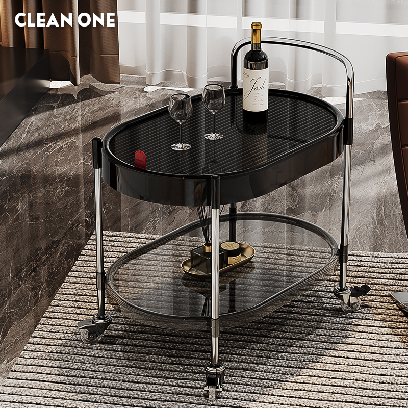 透明轻奢亚克力边几角几简约客厅可移动家用双层茶几桌子置物架