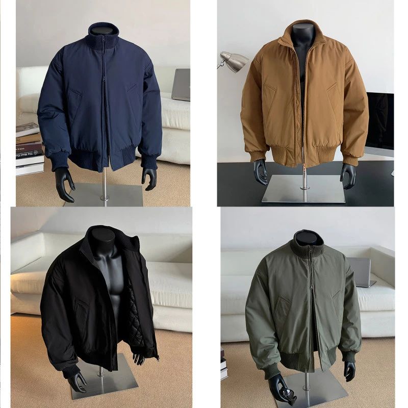 美式cleanfit外套男冬季廓形飞行夹克棉服高级感痞帅短款立领棉衣