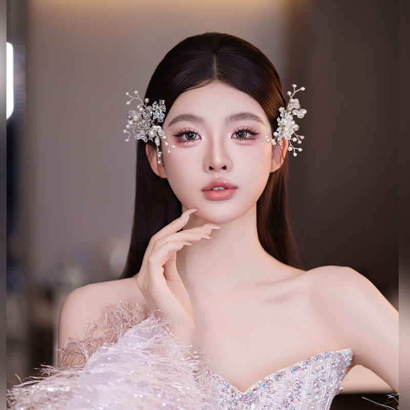 合金婚庆饰品 新娘婚礼跟妆手工韩系珍珠简约设计感配饰女MT0141