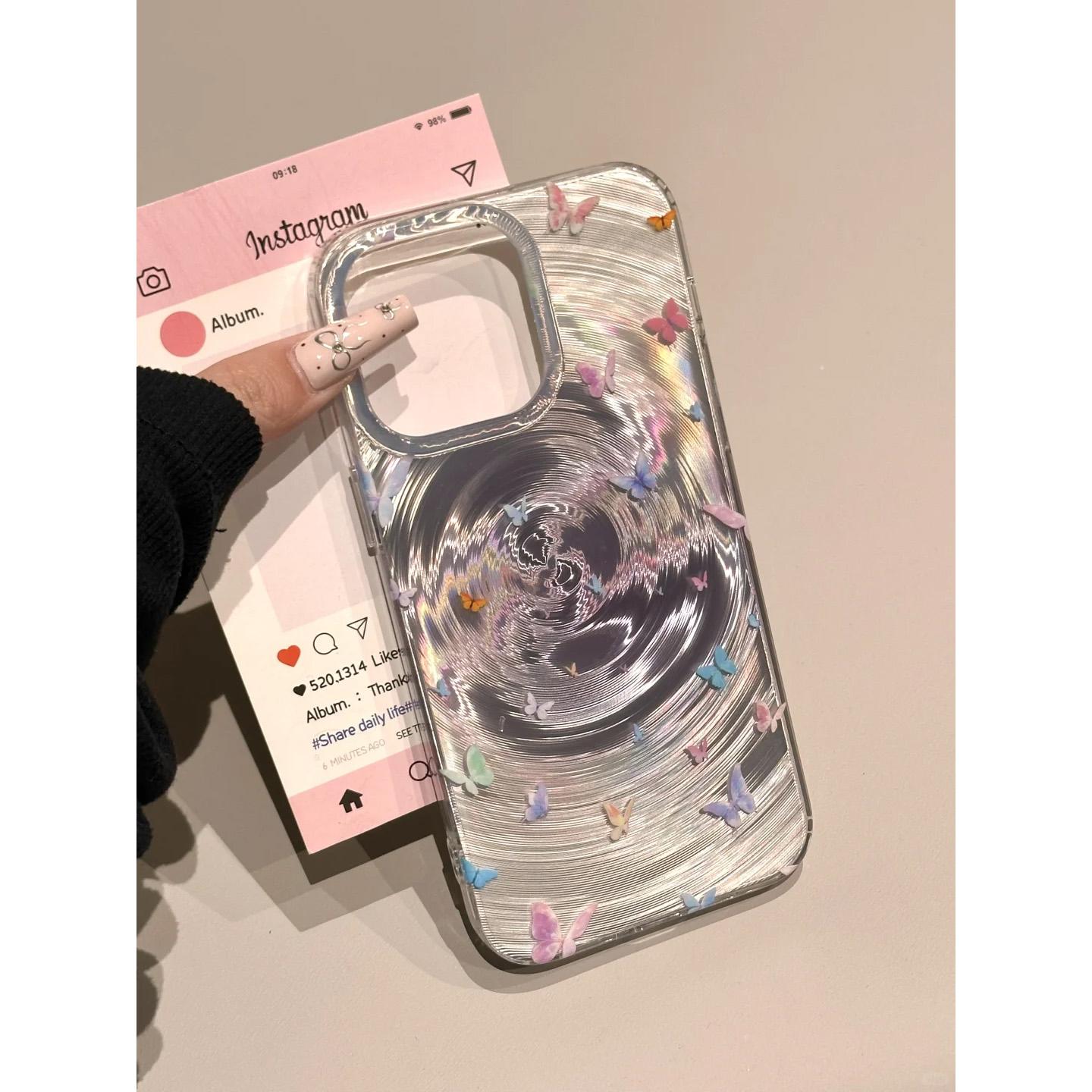 奥菲顿满屏晕染蝴蝶适用iPhone16/15p苹果14pro旋风手机壳12/13套