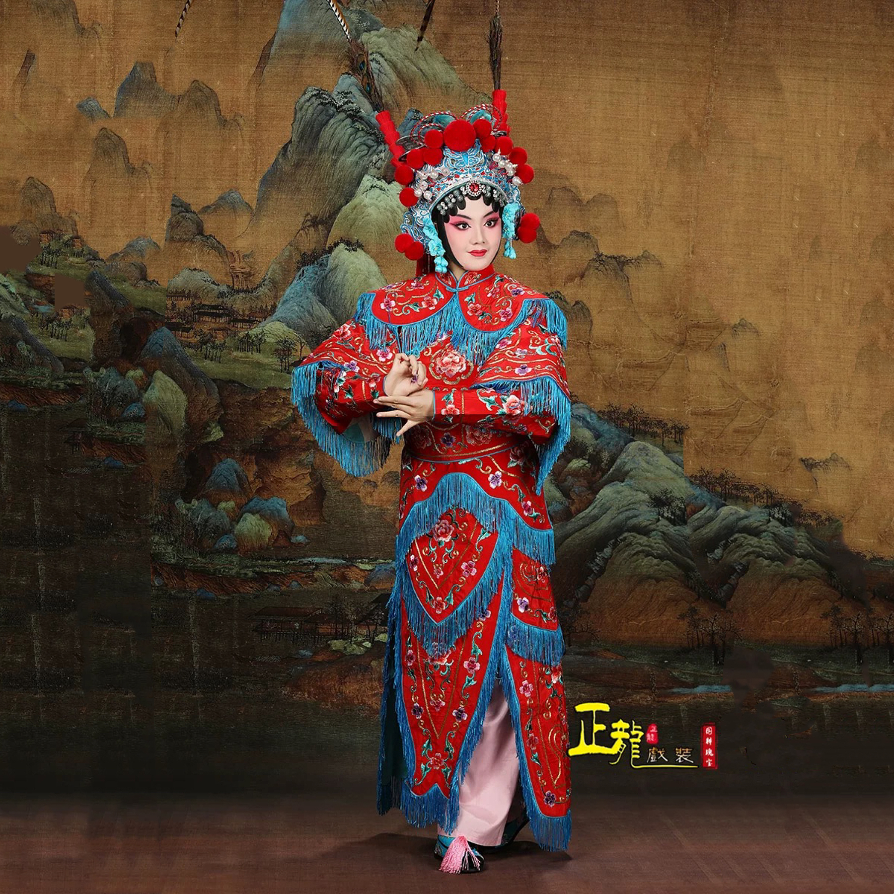 正龙戏装京剧戏曲演出服装武旦刀马旦扈三娘软靠新绉牡丹女改良靠