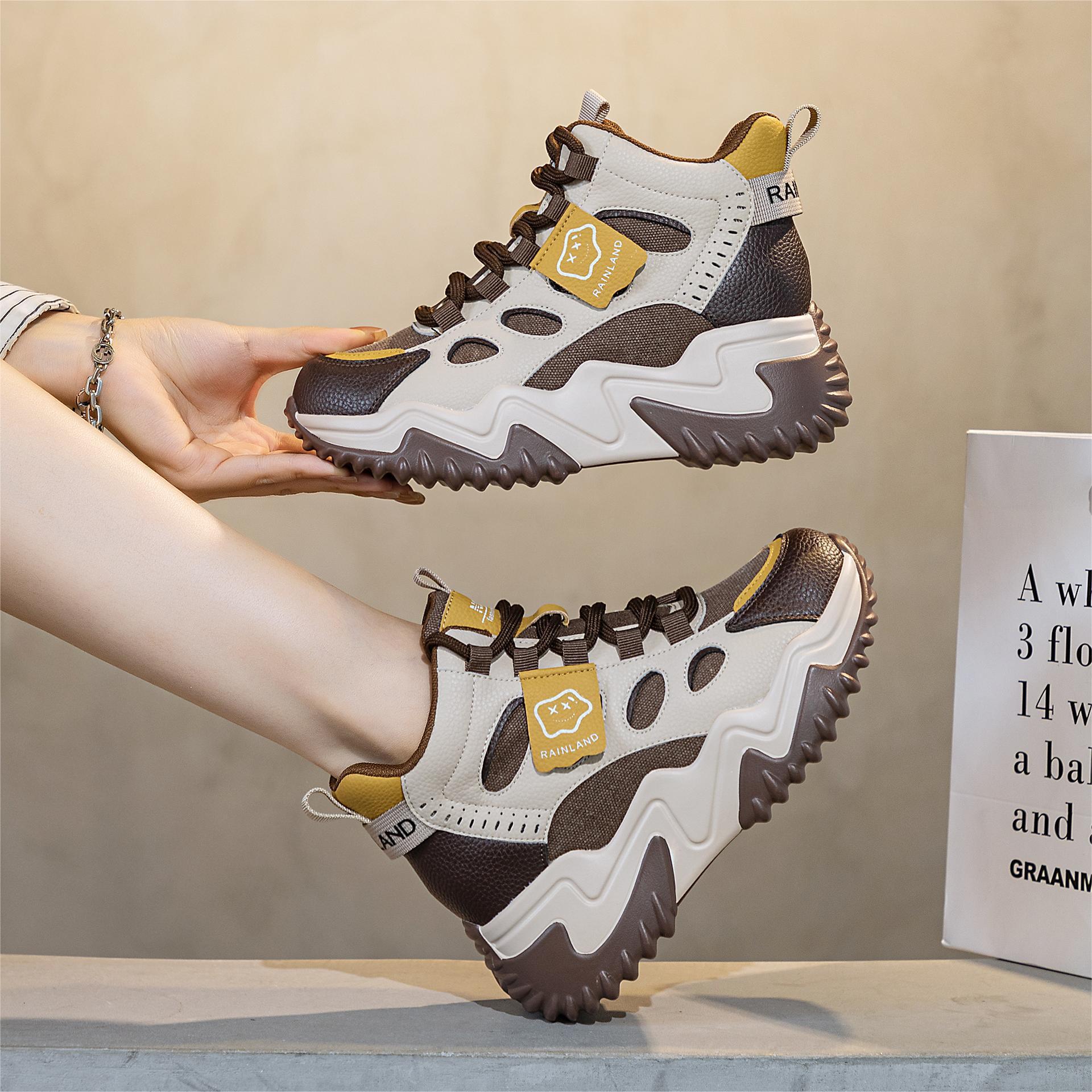 运动鞋女厚底小白增高年春秋季新休闲老爹鞋子