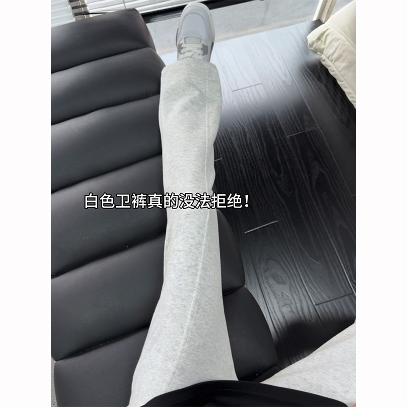 美式灰色斜切卫裤男春秋款cleanfit裤子窄版直筒微喇休闲长裤潮牌