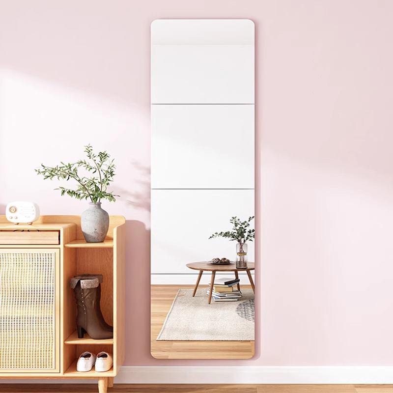 穿衣镜出租房玻璃贴墙自粘学生宿舍女防爆简约浴室分段拼接镜子