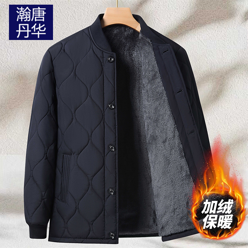 冬季棉服中老年男装爸爸装加绒加厚外穿棉衣爷爷保暖冬装小棉袄