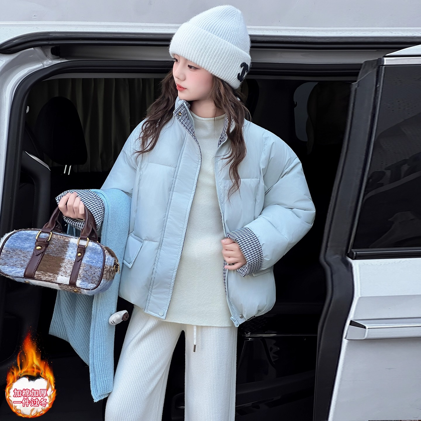 女童超好看加厚外套冬季2025新款女大童夹棉上衣儿童加厚保暖棉衣