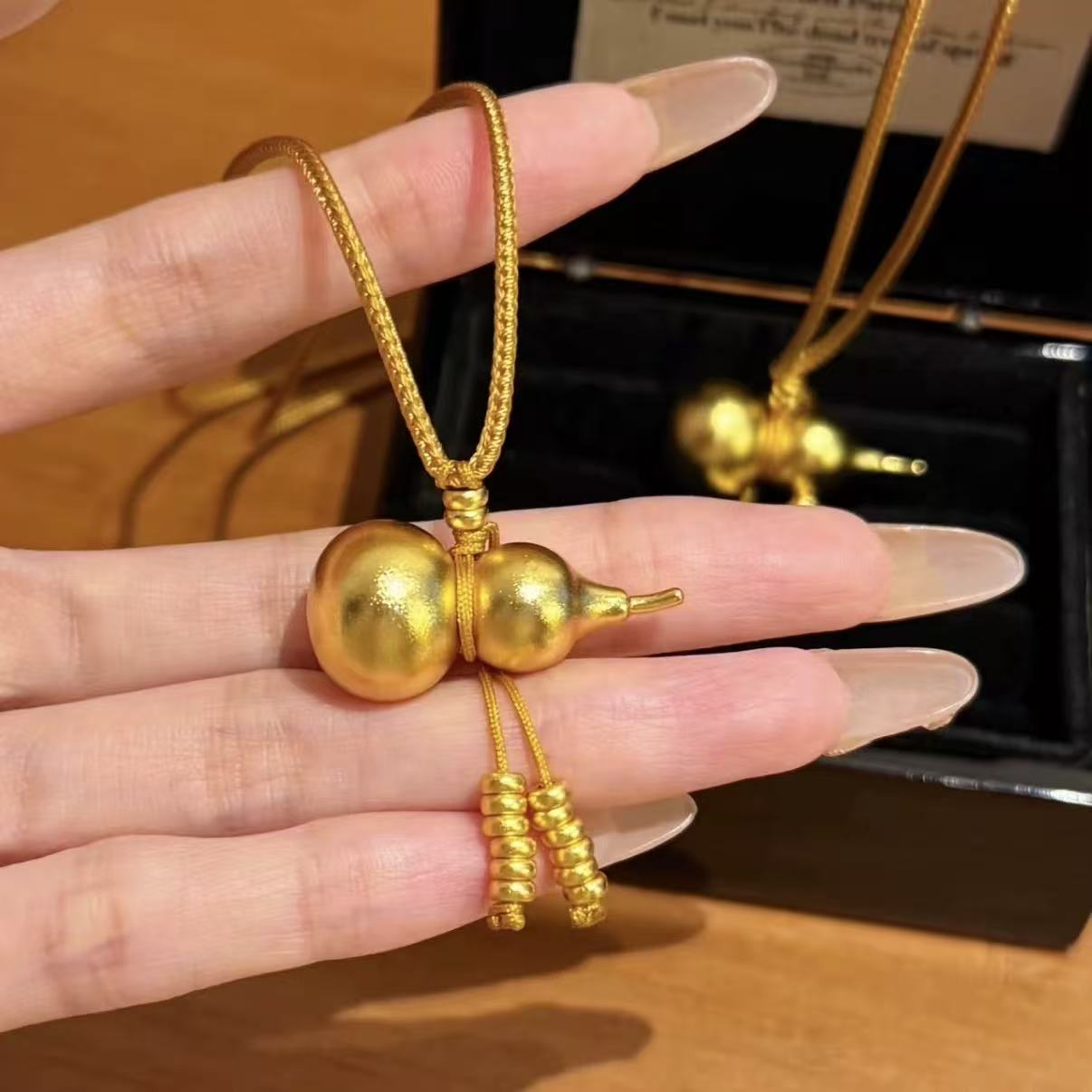 福韵天玺 铜合金项链 《韵系列》素面葫芦项链饰品锁骨链金色古法