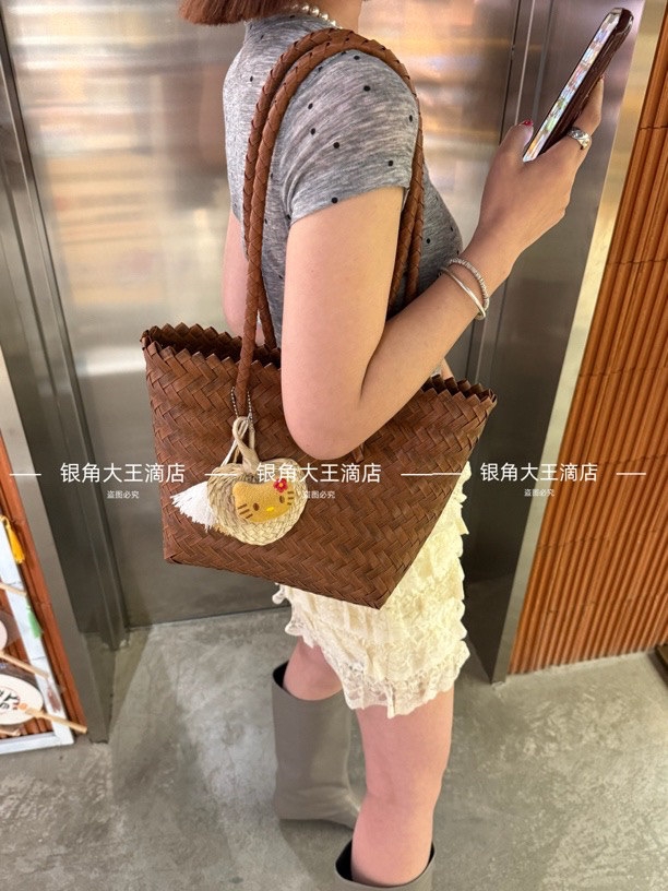 「银角大王」QQ女孩小众仿藤编包！度假草编包手工编织ins编织单肩包