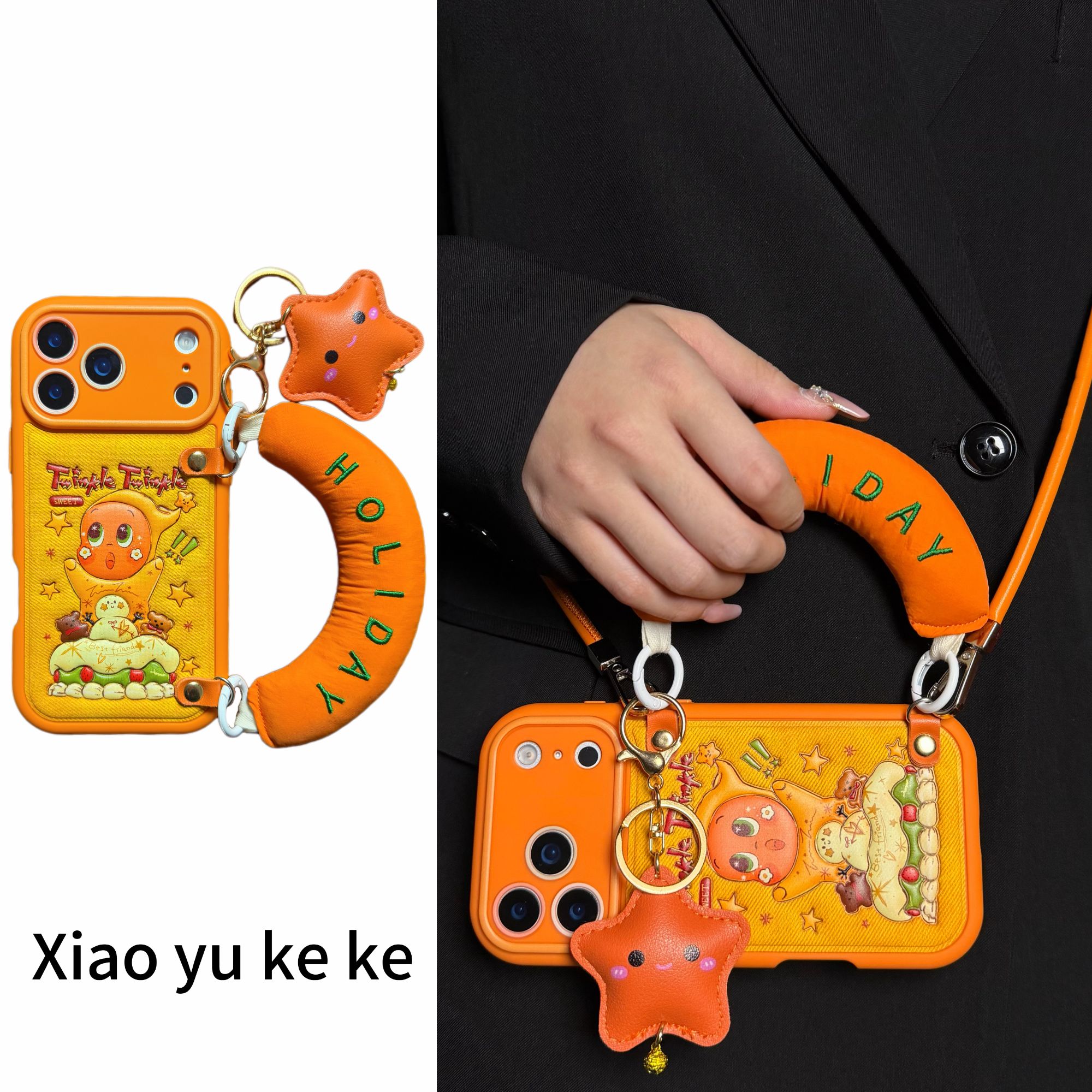 可爱侧边抹茶蛋糕星星人适用iPhone17promax手机壳苹果16腕带15新