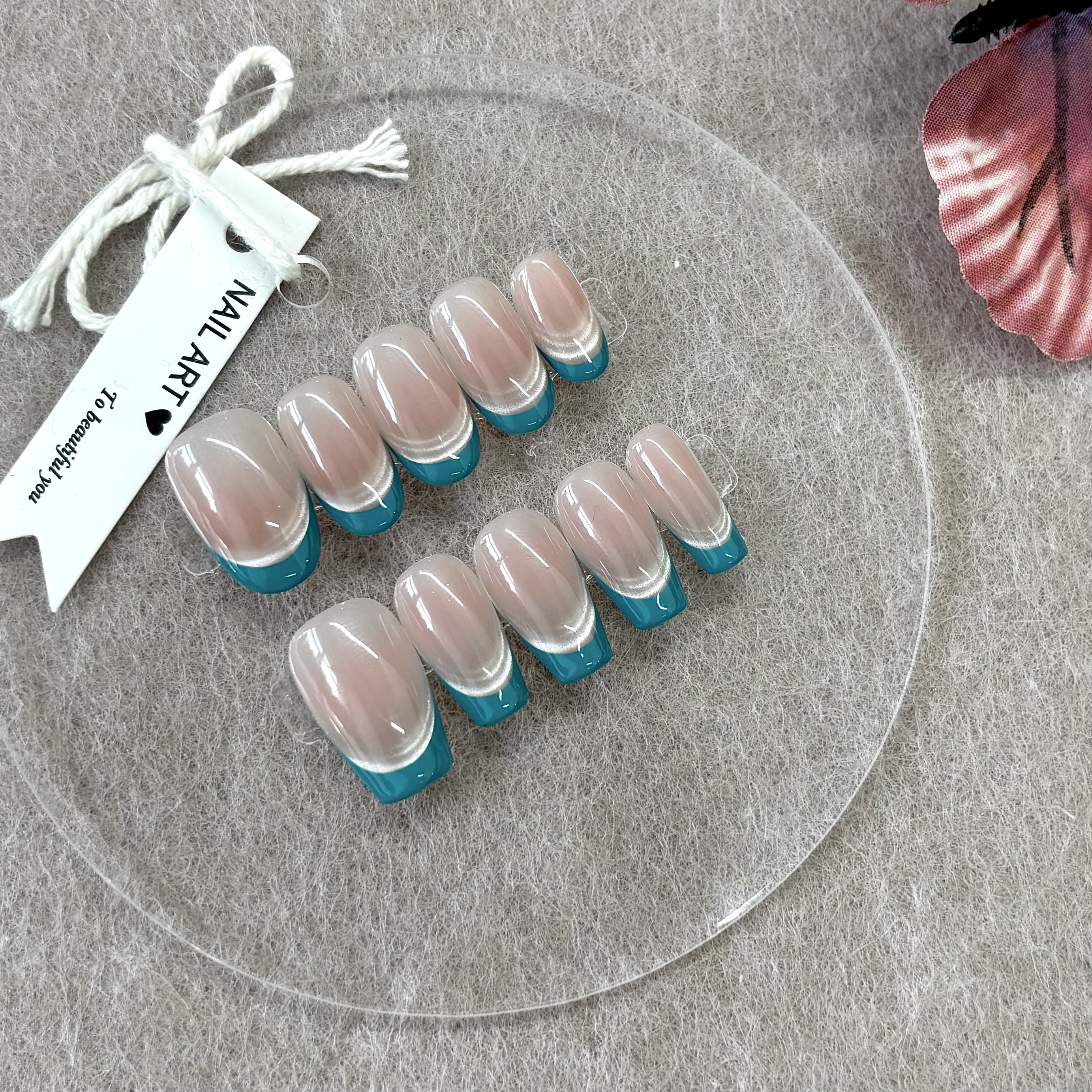 新款【孔雀翎】NAILGO 宝蓝色简约法式时尚气质美甲贴片手工穿戴甲