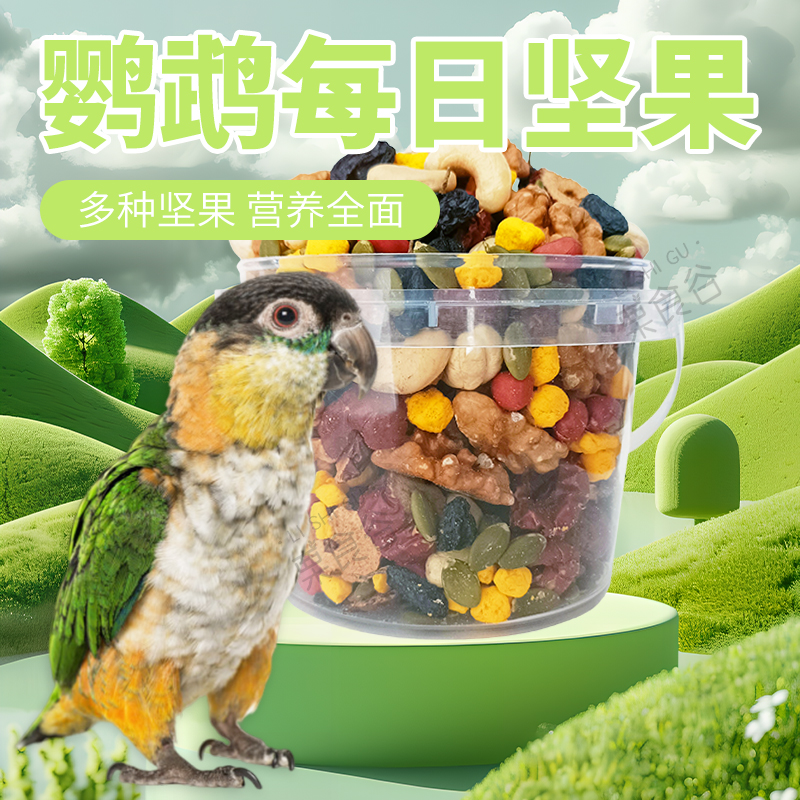 鹦鹉坚果零食互动腰果核桃黑加仑南瓜籽鸟宠零食美毛亮羽混合粮食
