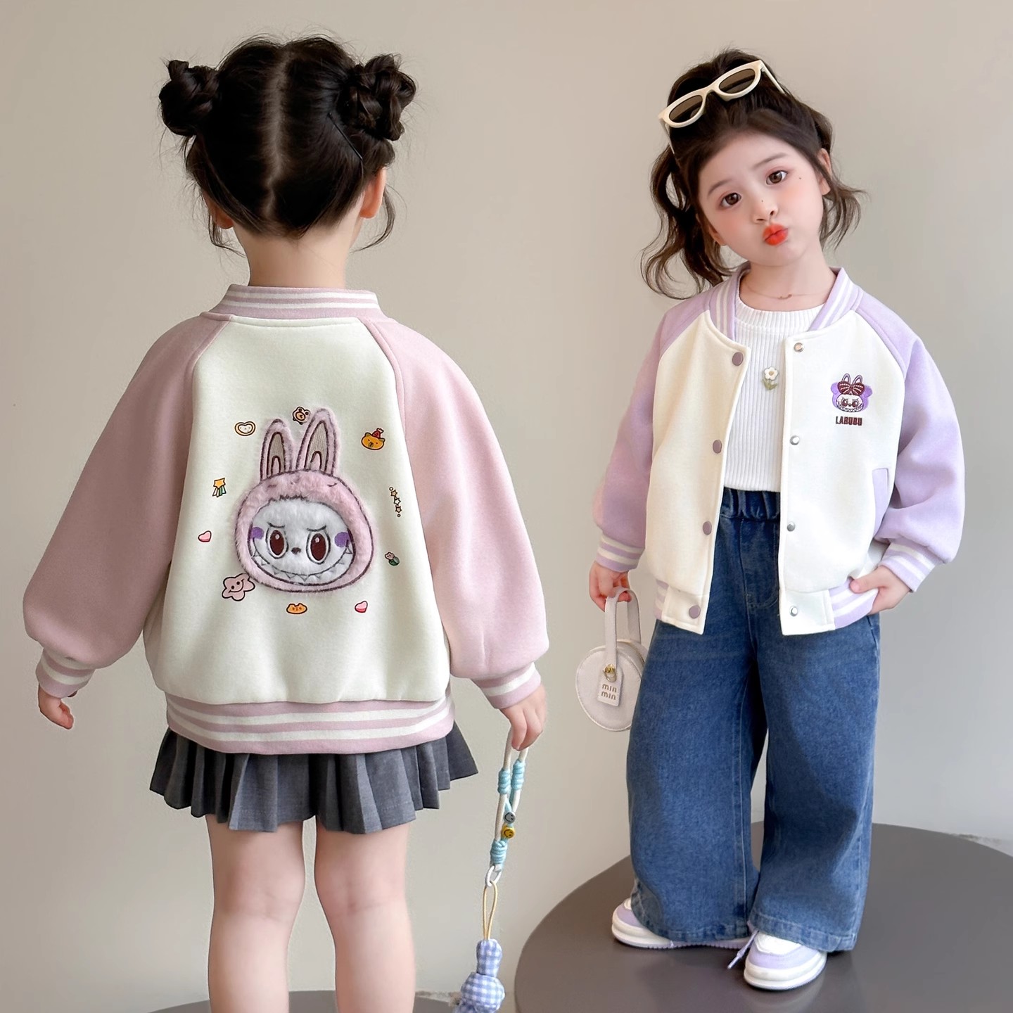 女童棒球服2025春秋新款拉布布儿童秋装外套洋气女孩早秋秋季上衣