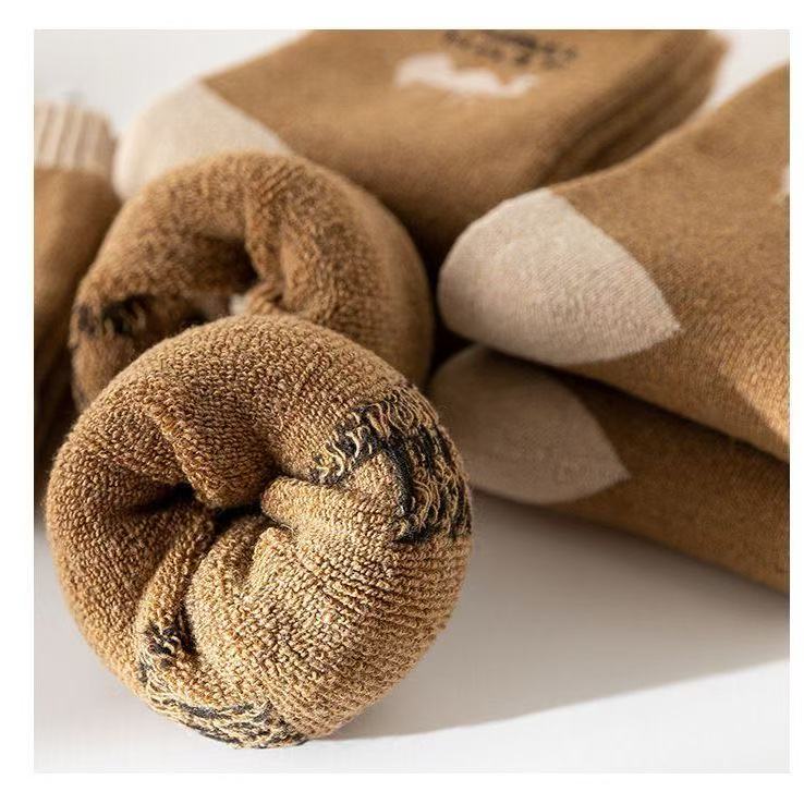 骆驼绒保暖袜子冬天加厚款秋冬季男士毛圈袜纯黑色