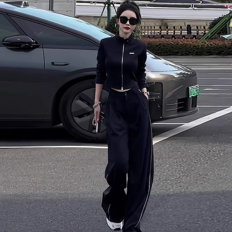 欧货运动休闲套装女2025年春秋新款流行显瘦韩版卫衣阔腿裤两件套