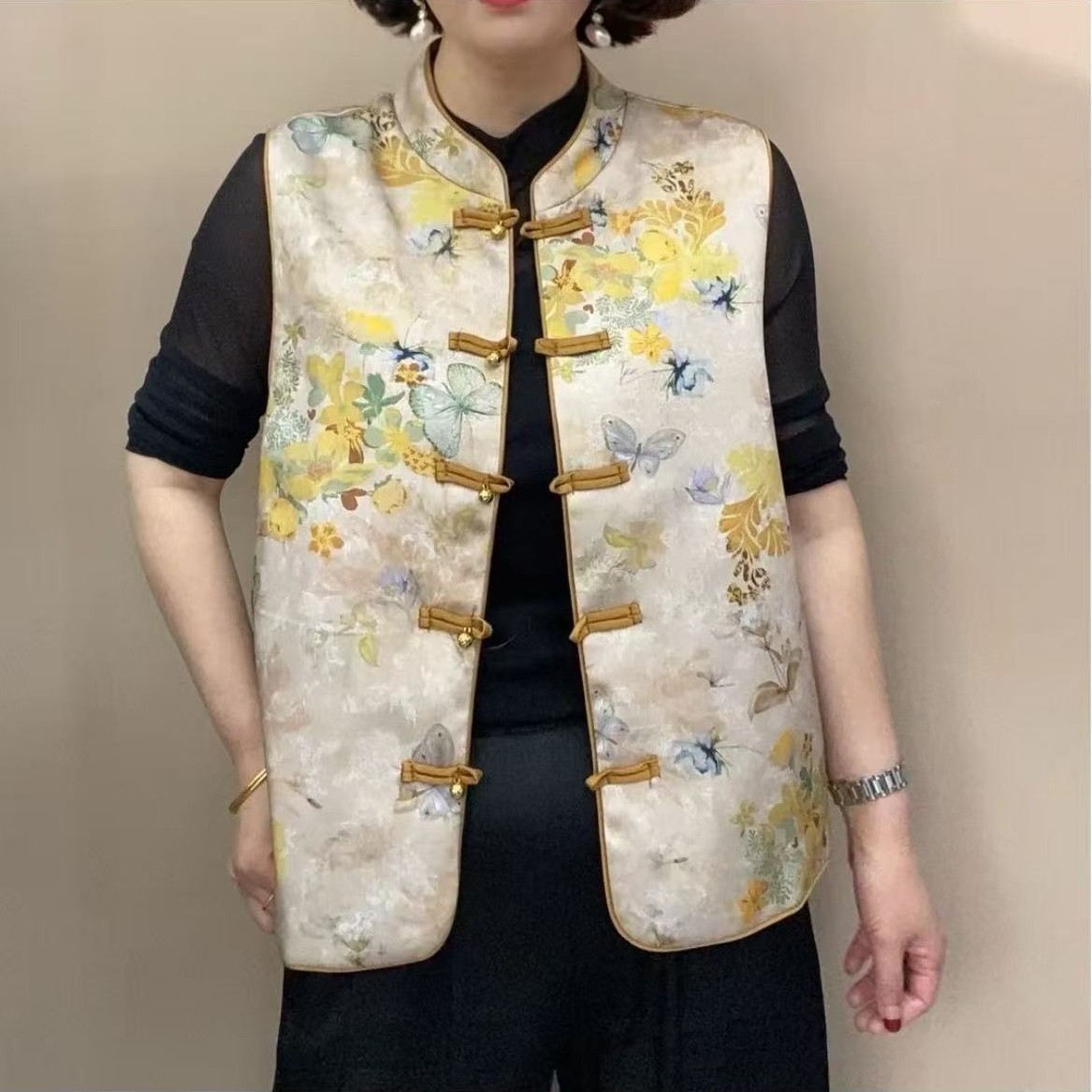 【锦绣江南】新中式国风提花马甲短外套女2025新款复古盘扣无袖马夹